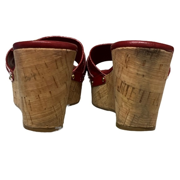 Coach Jen Patent Leather Wedge Slides Red 8.5 - Picture 7 of 9